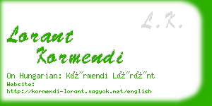 lorant kormendi business card